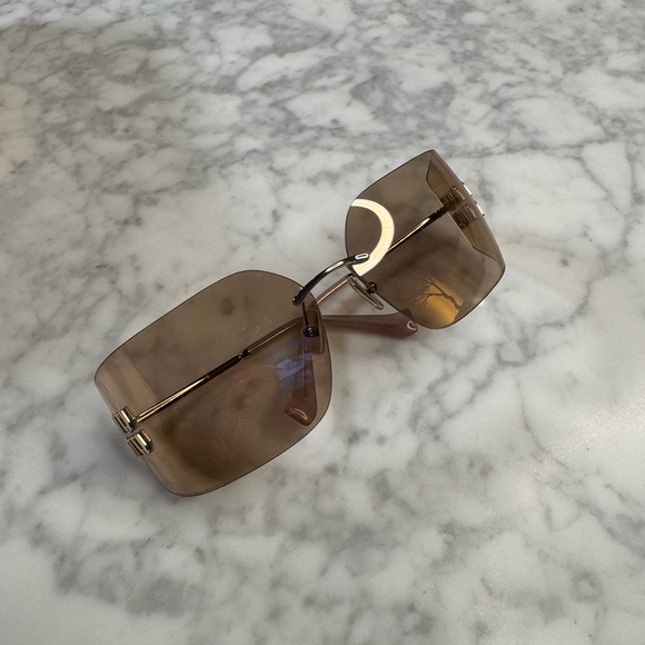 Miu Miu Brown Gradient Rimless Logo Sunglasses 80MM - Picture 4 of 8